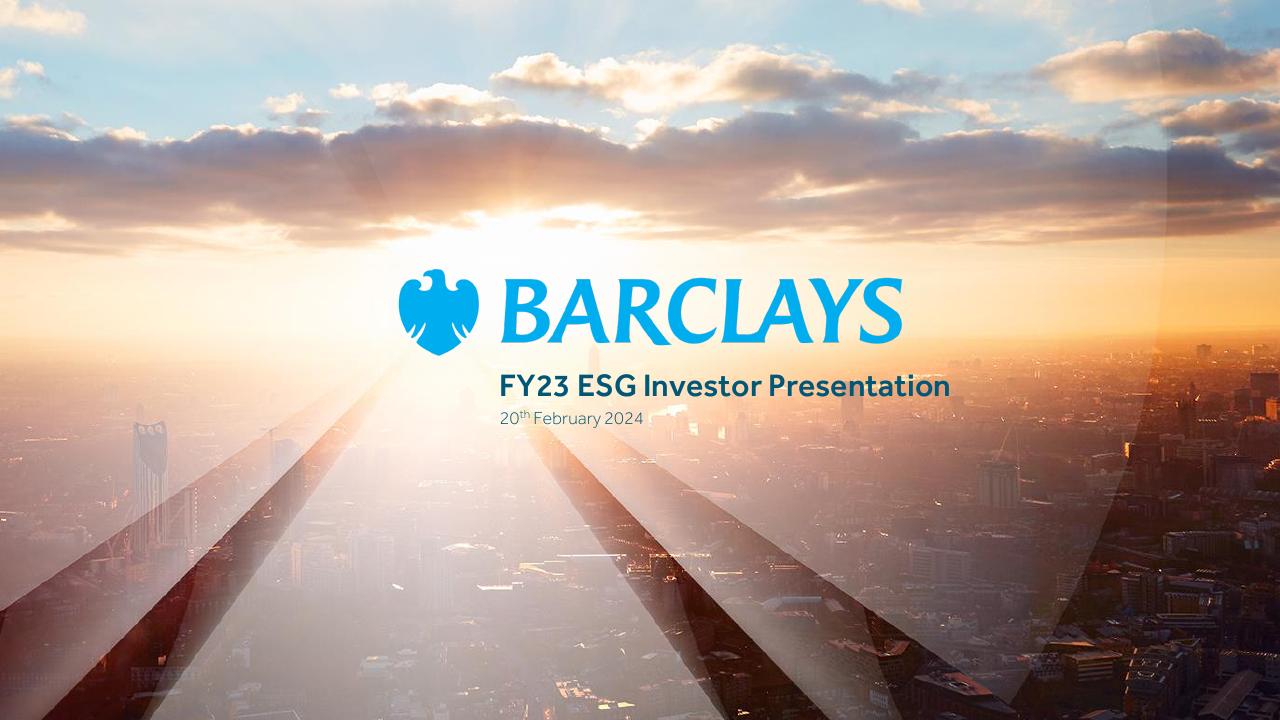 Fy23 ESG Investor Presentation Barclays consulting deck cover