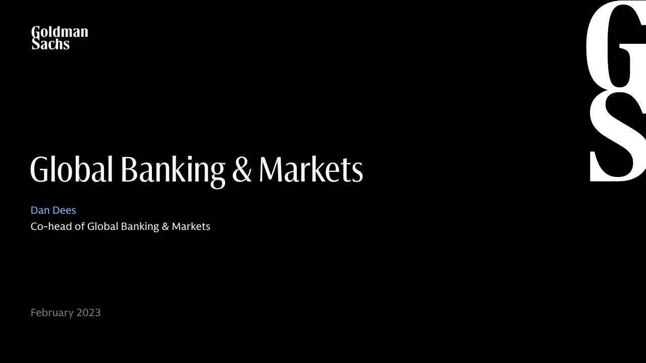 Global Banking Markets Goldman Sachs consulting deck cover
