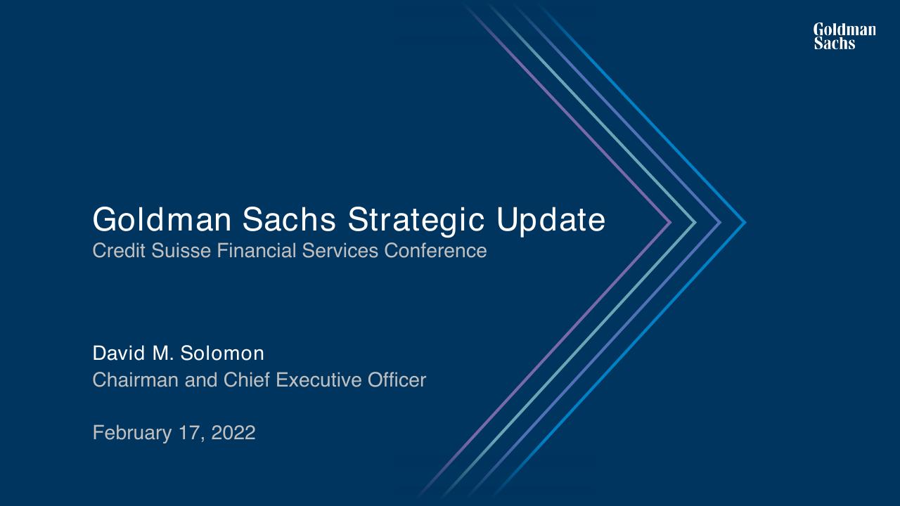Goldman Sachs Strategic Update Goldman Sachs consulting deck cover