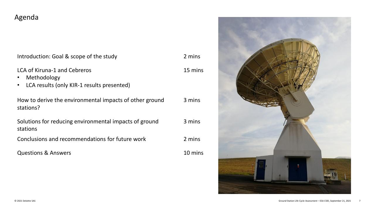 Agenda slide 7 from Ground Station Life Cycle Assessment Deutcshe
