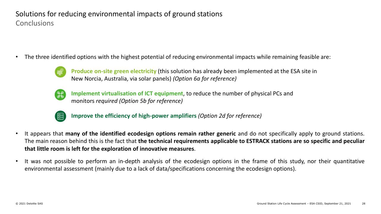 Text slide 28 from Ground Station Life Cycle Assessment Deutcshe