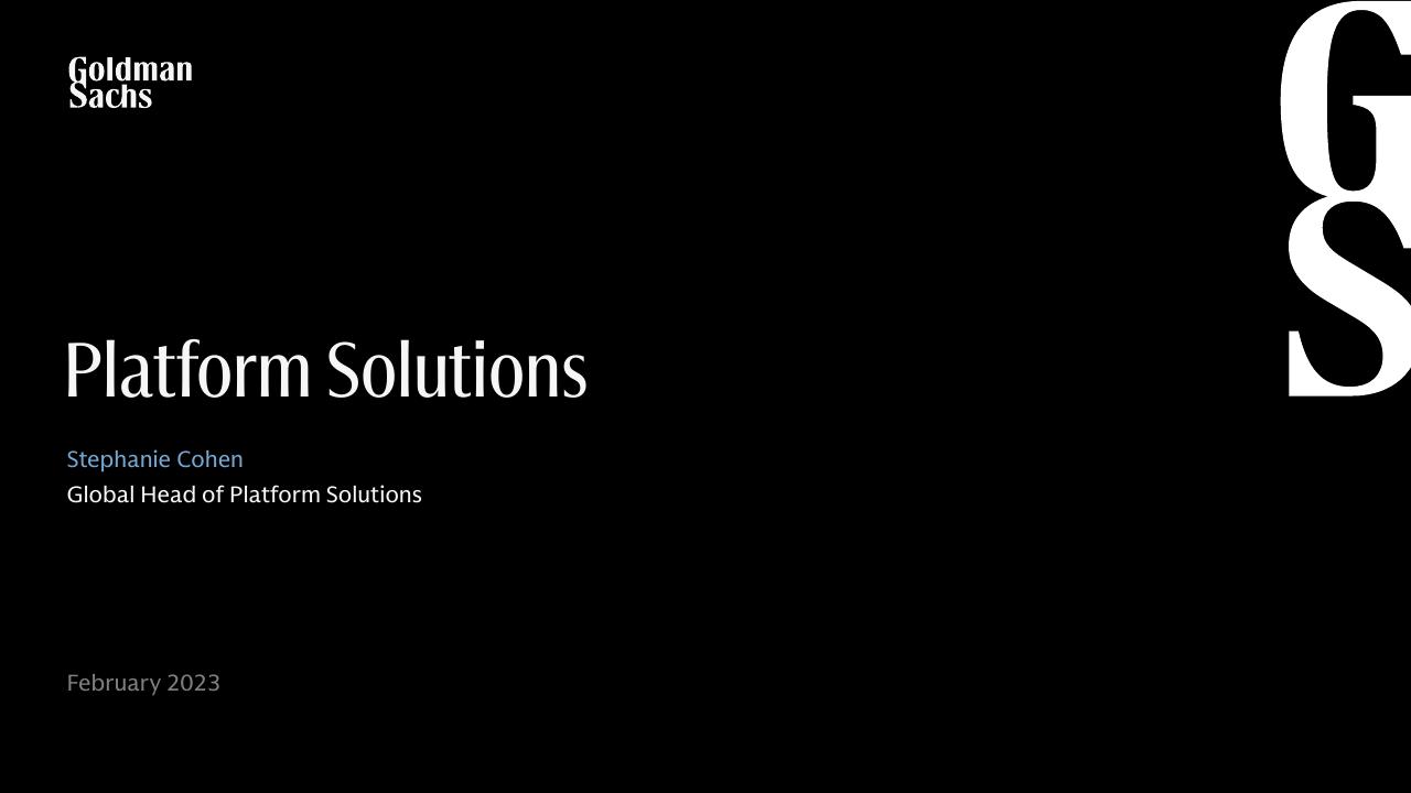 Platform Solutions Goldman Sachs consulting deck cover