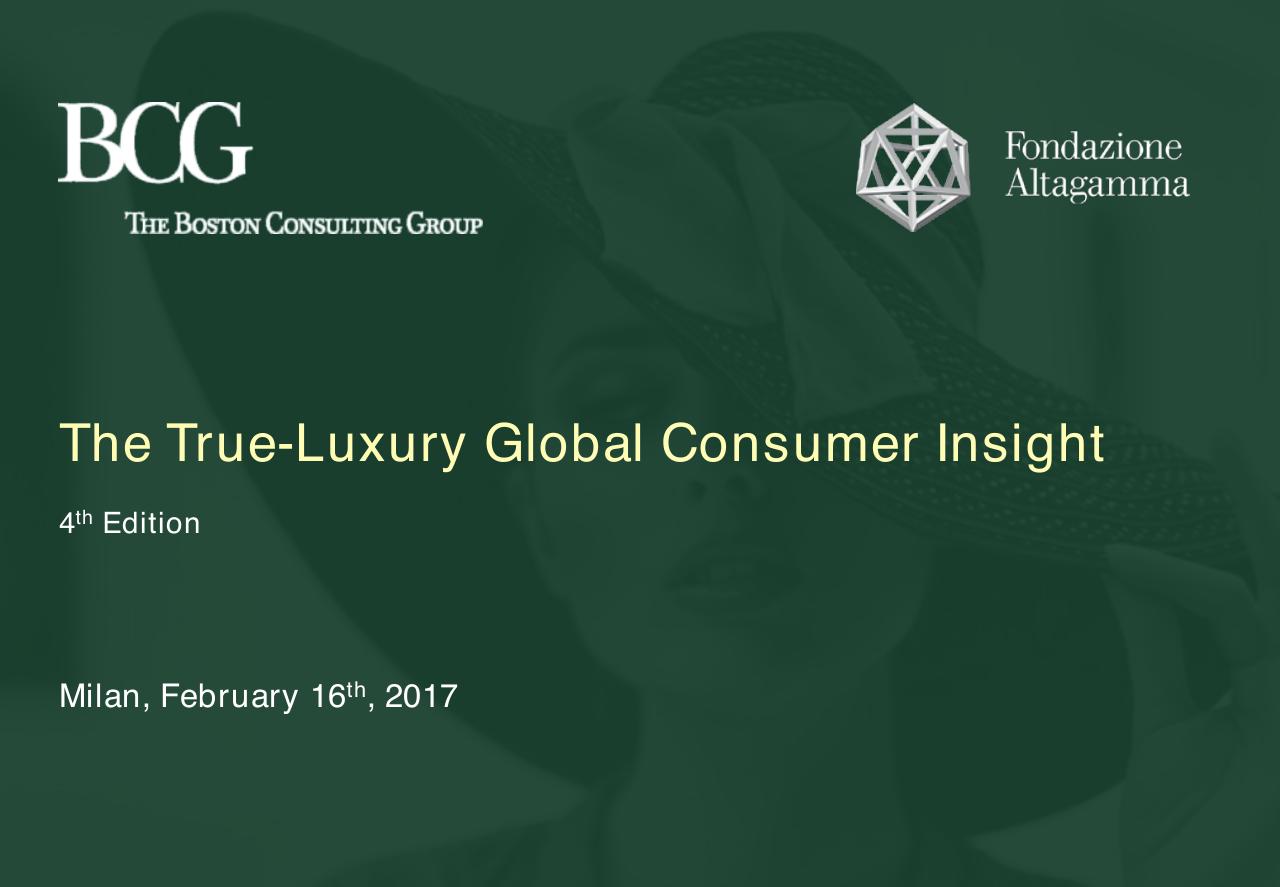 2017 True Luxury Global Consumer Insight consulting deck cover