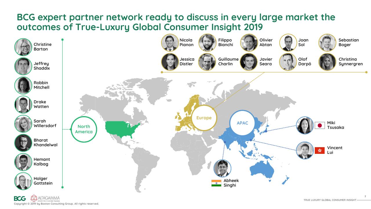 Team slide 3 from 2019 True Luxury Global Consumer I Nsight BCG