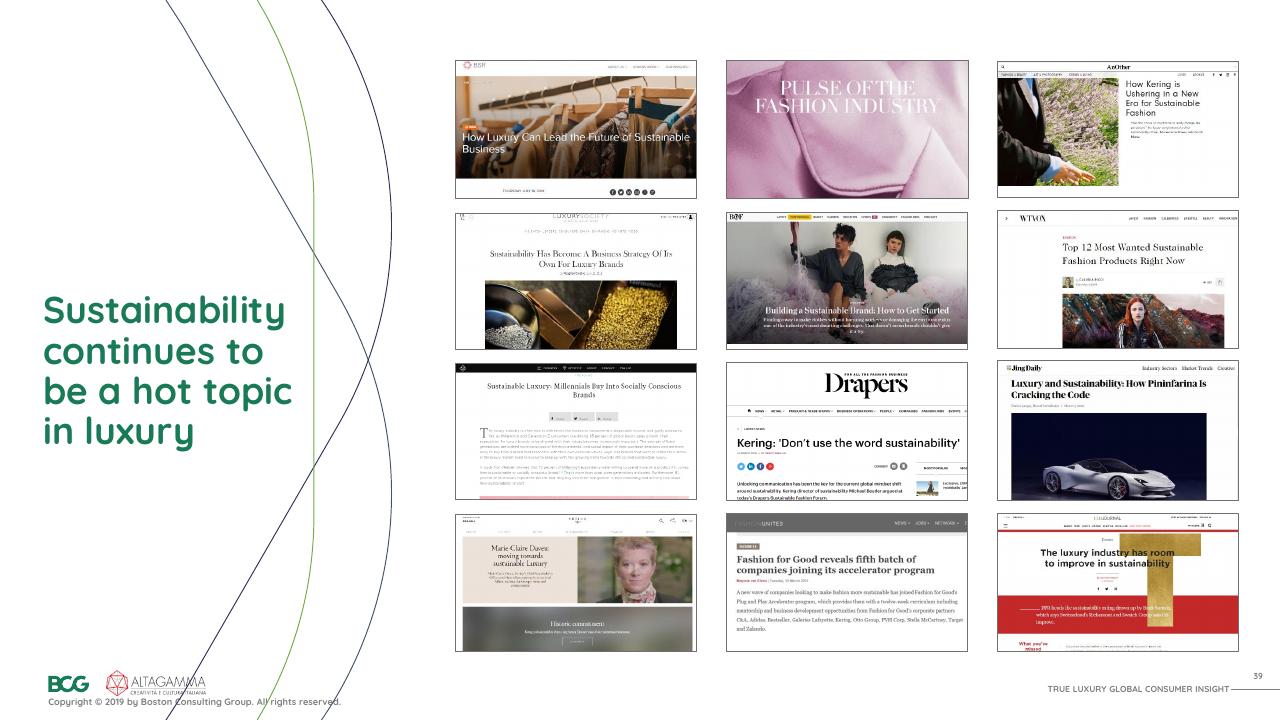 Dashboard slide 40 from 2019 True Luxury Global Consumer I Nsight BCG