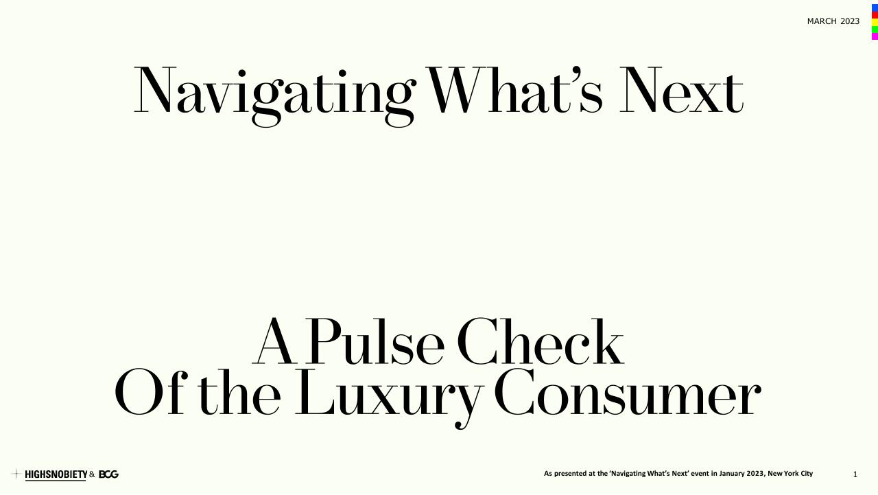 A Pulse Check Of The Luxury Consumer BCG consulting deck cover