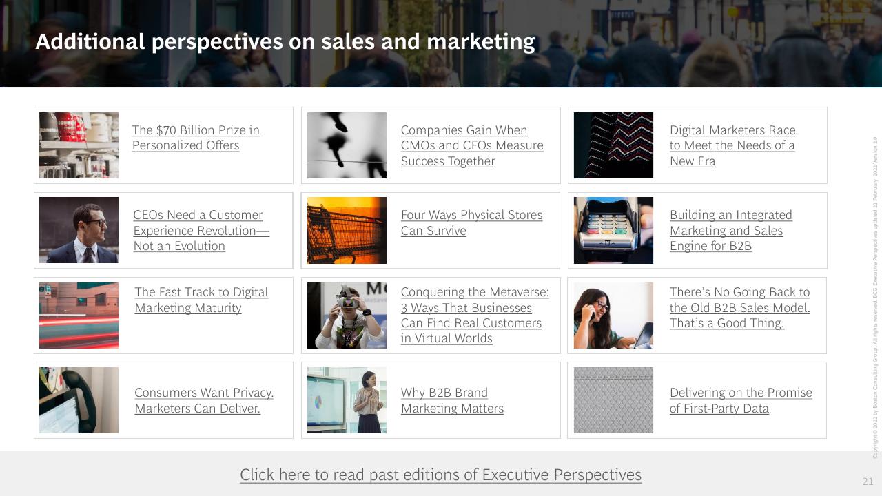 Dashboard slide 21 from BCG Executive Perspectives_ The Future Of Sales And Marketing Is Here BCG