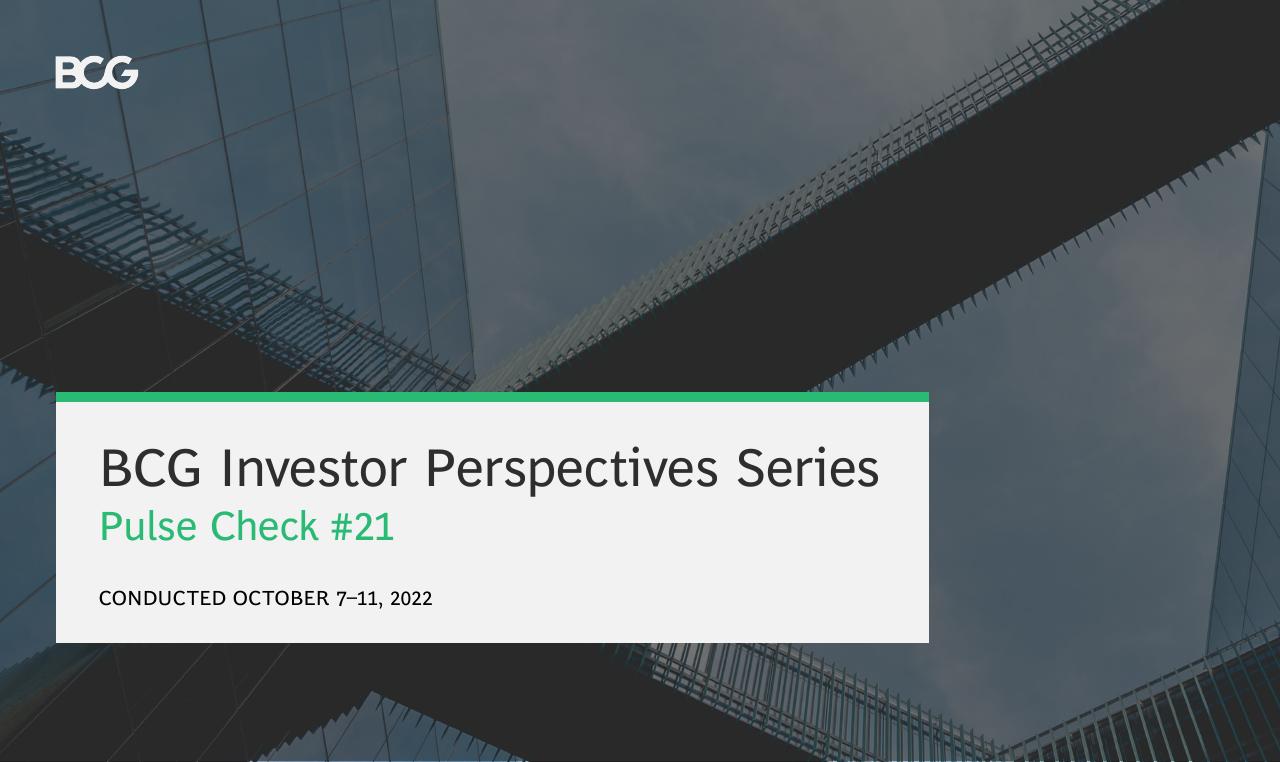 BCG Investor Perspective Series Pulse Check 21 BCG consulting deck cover