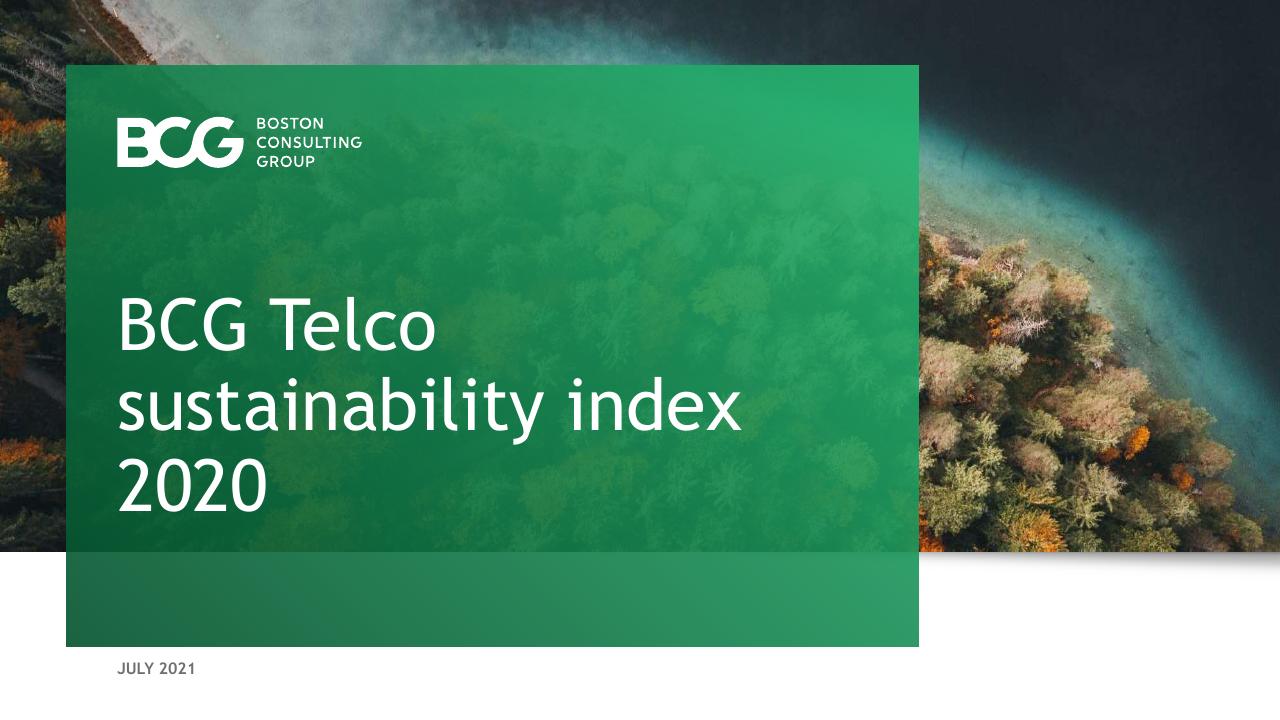 BCG Telco Sustainability Index 2020 consulting deck cover