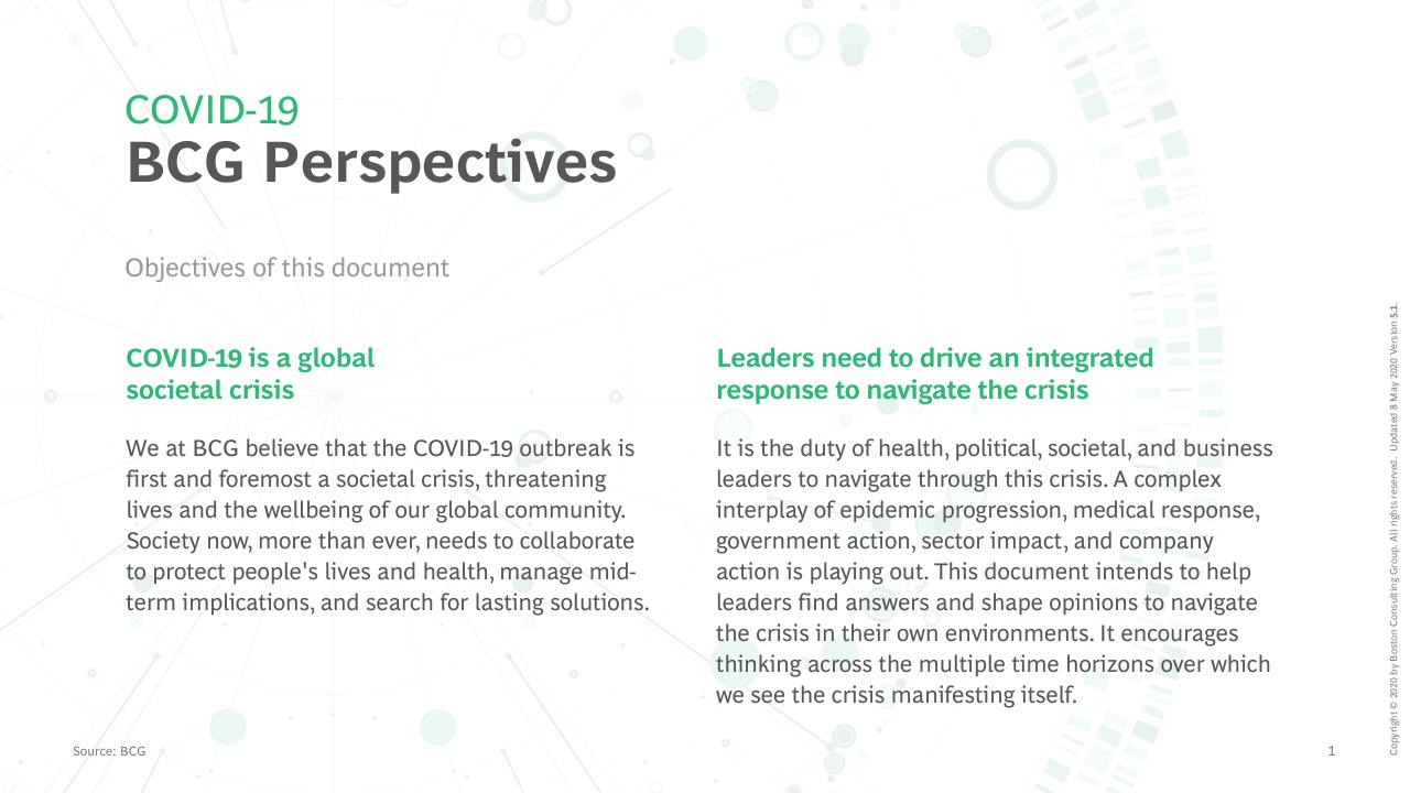 Text slide 2 from COVID 19 BCG Perspectives Publication 5 With A Focus On Revamping Organizations For The New Reality BCG