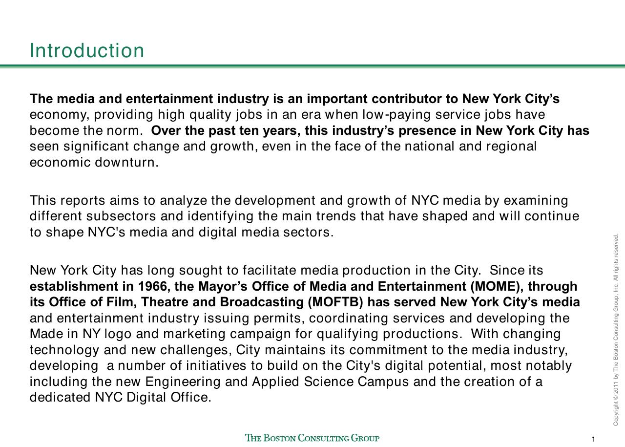 Text slide 2 from Evaluating Nyc Media Sector Development And Setting The Stage For Future Growth