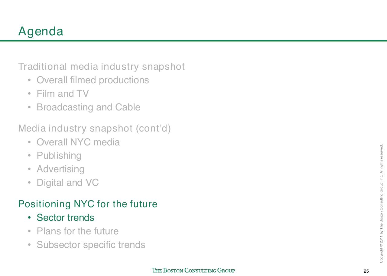 Agenda slide 26 from Evaluating Nyc Media Sector Development And Setting The Stage For Future Growth