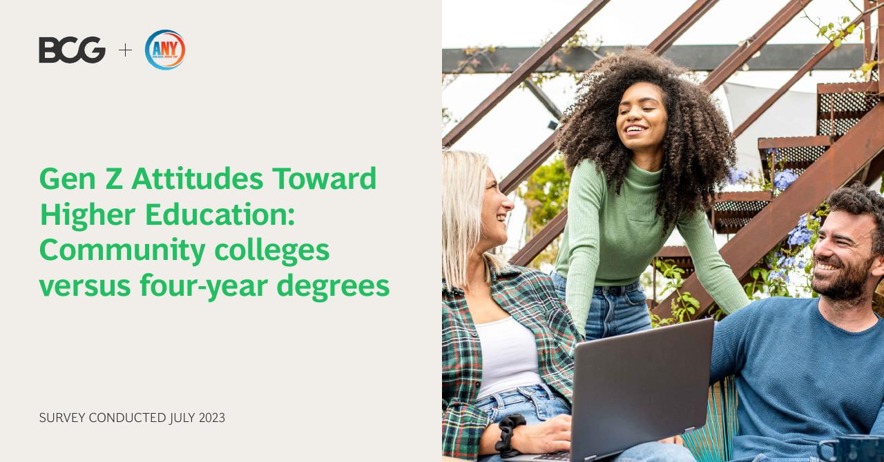 Gen Z Attitudes Toward Higher Education Community Colleges Versus Four Year Degrees BCG consulting deck cover