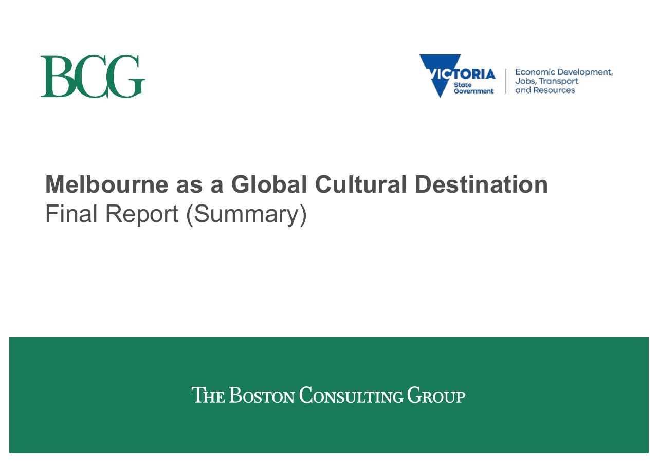 Melbourne As A Global Cultural Destination consulting deck cover