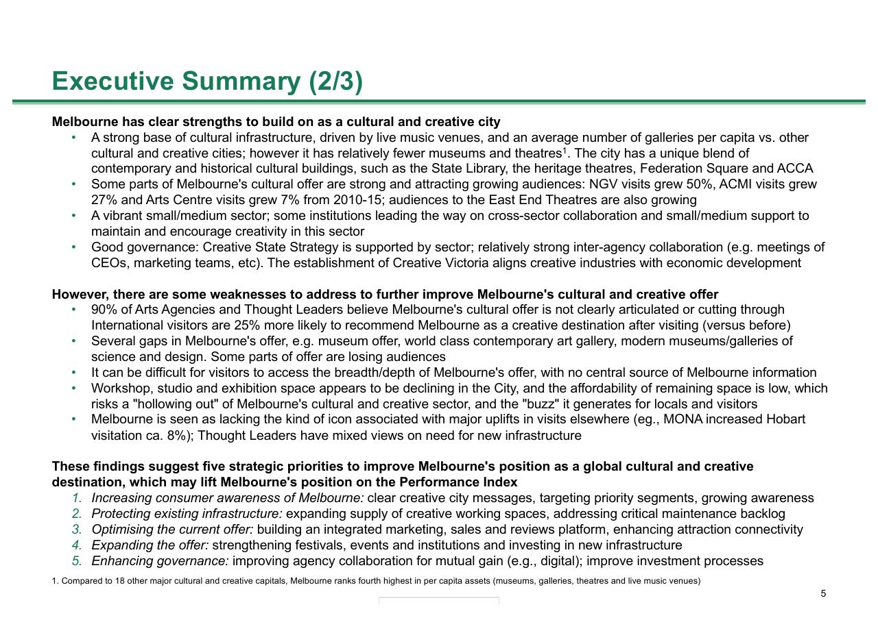 Text slide 5 from Melbourne As A Global Cultural Destination