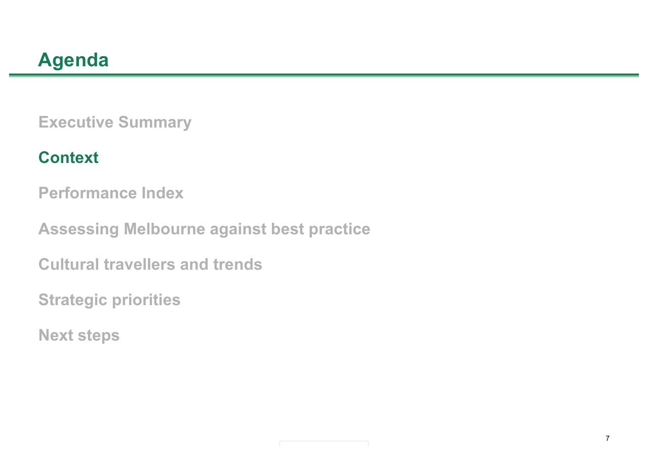 Agenda slide 7 from Melbourne As A Global Cultural Destination