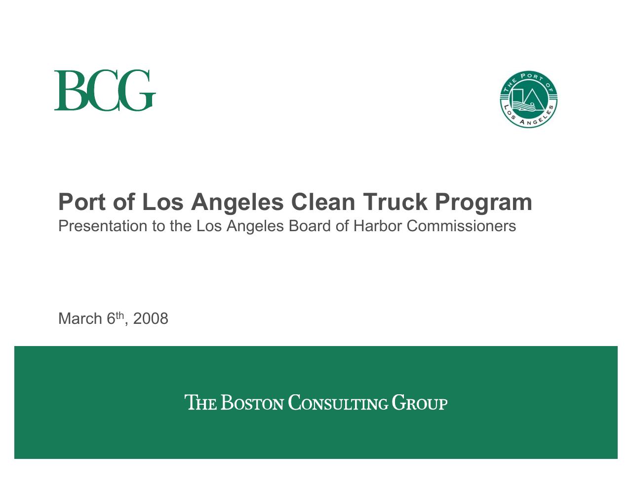 Port Of Los Angeles Clean Truck Program consulting deck cover