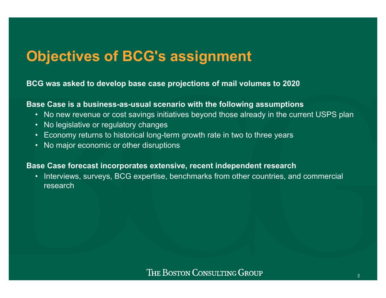 Text slide 3 from Projecting US Mail Volumes To 2020