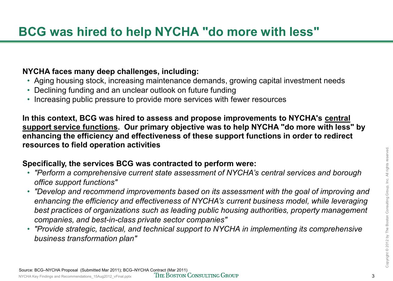 Text slide 4 from Reshaping Nycha Support Functions