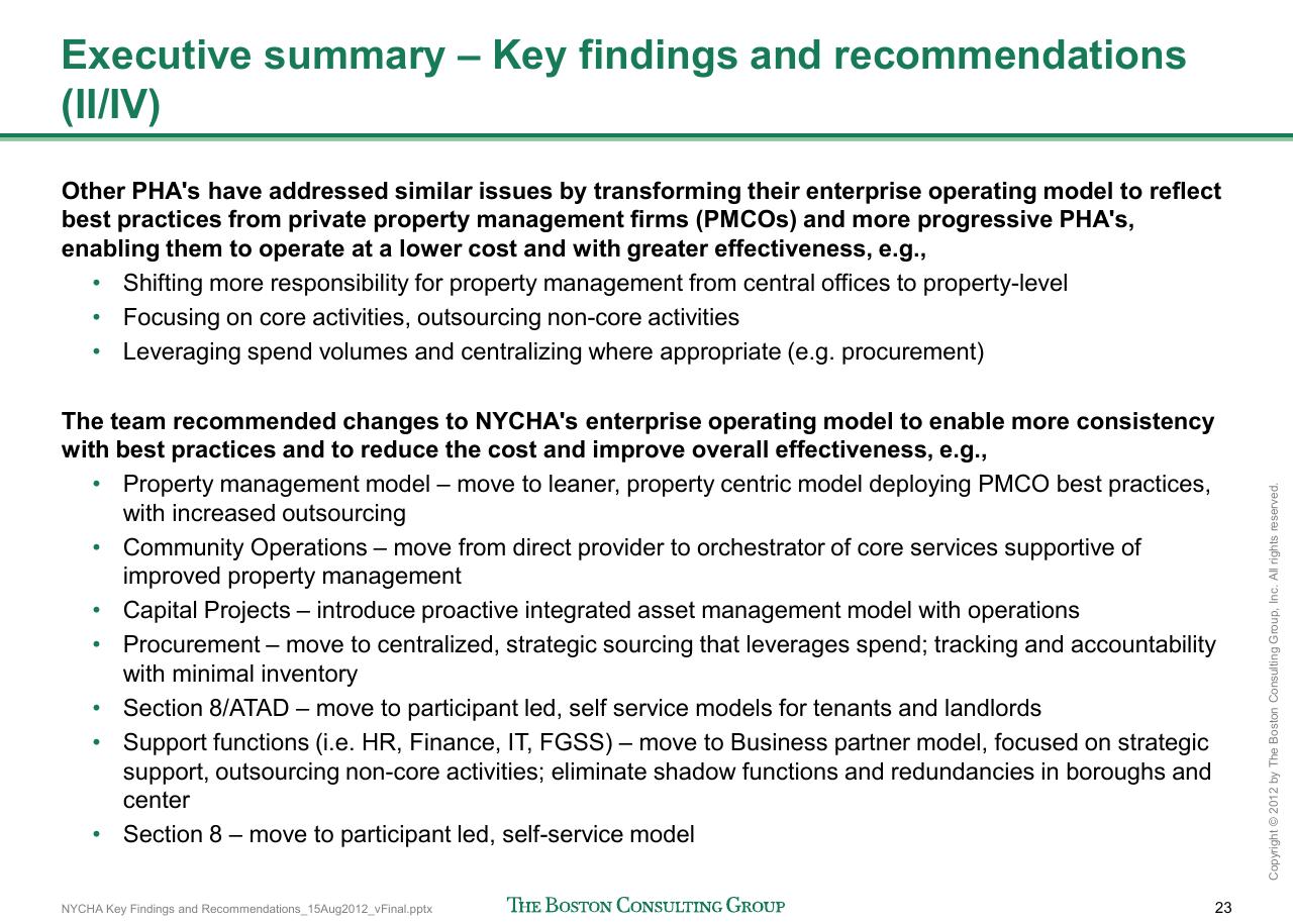 Text slide 24 from Reshaping Nycha Support Functions