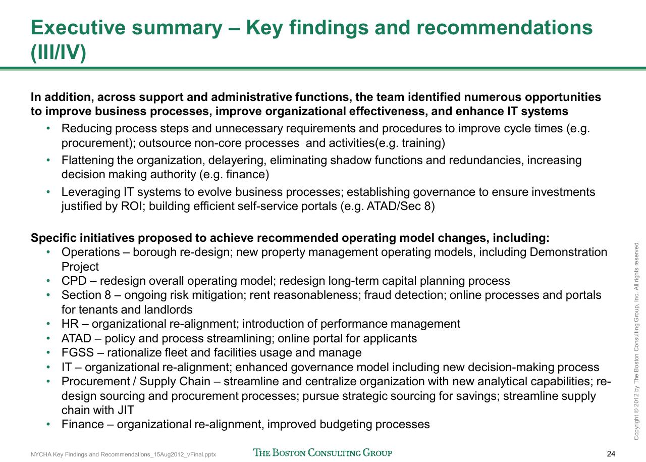 Text slide 25 from Reshaping Nycha Support Functions