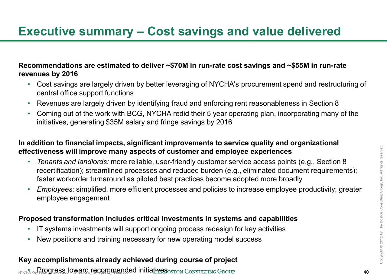 Text slide 41 from Reshaping Nycha Support Functions