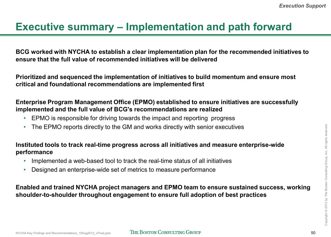 Text slide 51 from Reshaping Nycha Support Functions