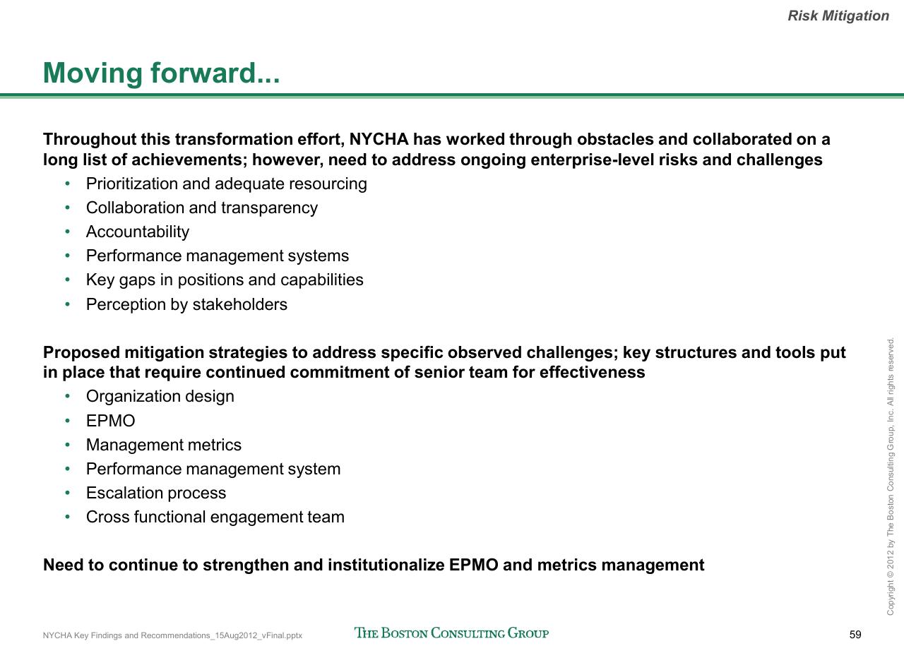 Text slide 60 from Reshaping Nycha Support Functions