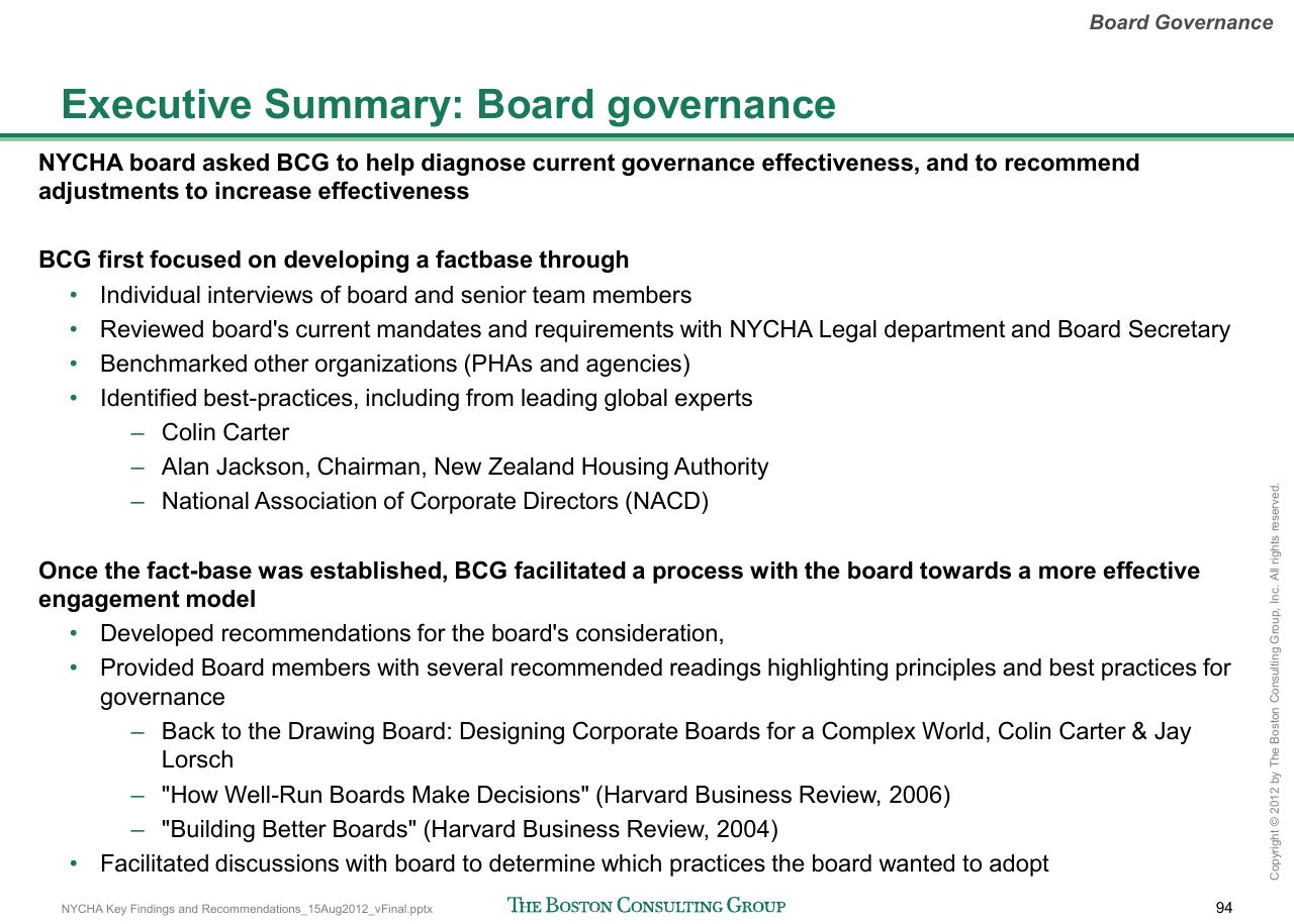 Text slide 95 from Reshaping Nycha Support Functions