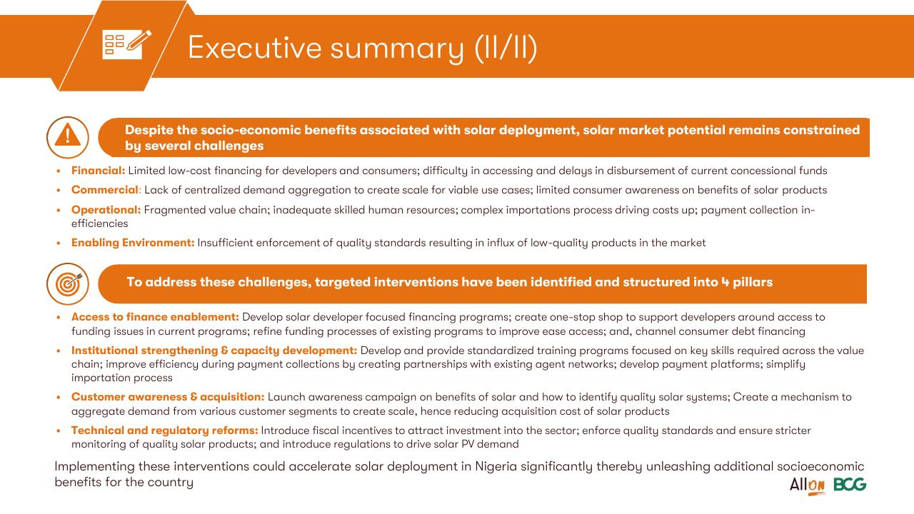 Framework slide 4 from Socio Economic Case For Deepening Solar Pv Deployment In Nigeria BCG