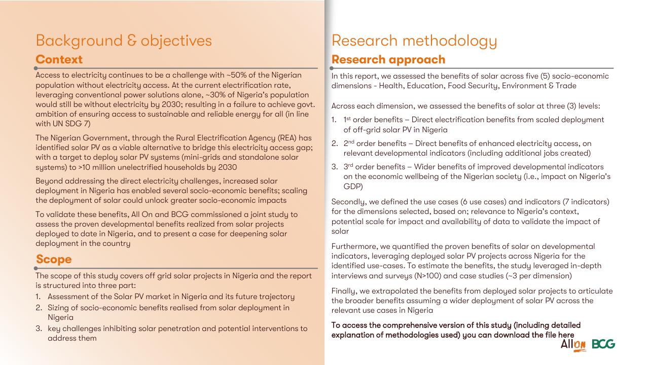 Comparison slide 6 from Socio Economic Case For Deepening Solar Pv Deployment In Nigeria BCG