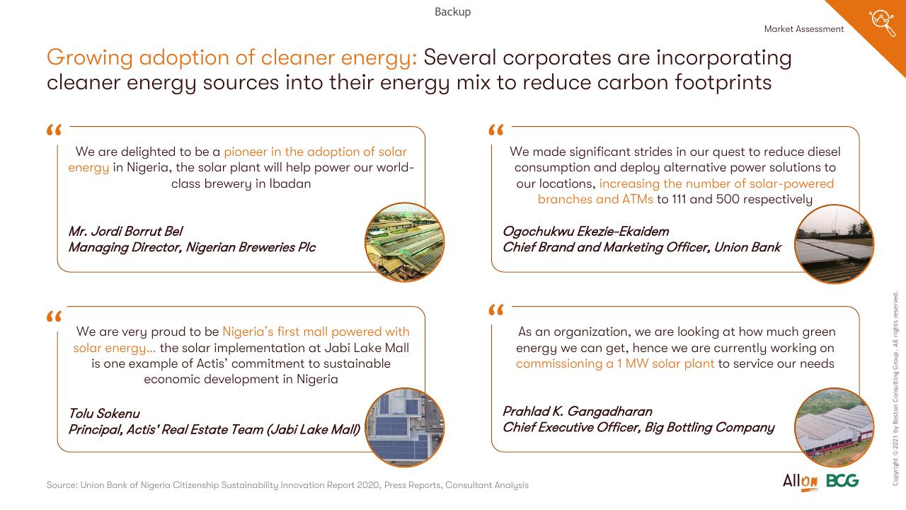 Quote slide 13 from Socio Economic Case For Deepening Solar Pv Deployment In Nigeria BCG