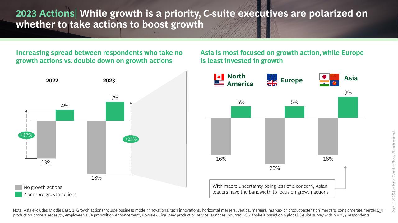 Chart slide 17 from The CEO Outlook Caution Optimism And Navigating The Road Ahead BCG