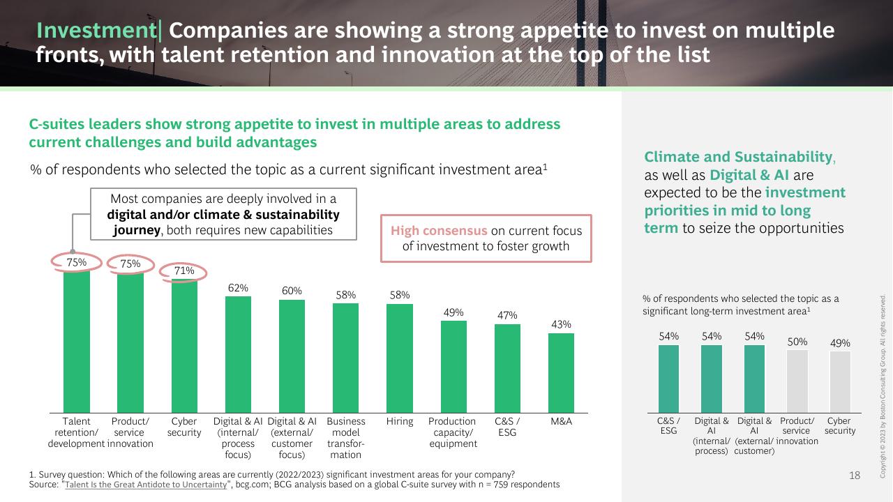 Chart slide 18 from The CEO Outlook Caution Optimism And Navigating The Road Ahead BCG