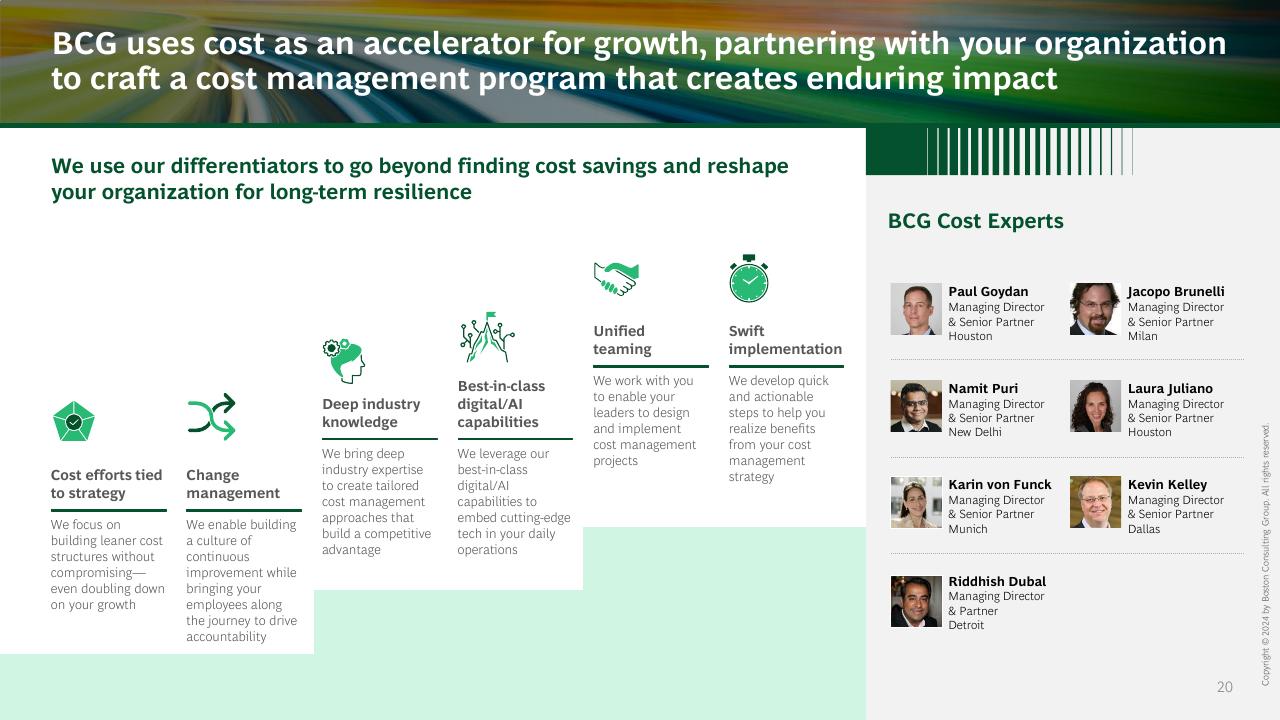 Framework slide 20 from The Ceo_s Guide To Costs And Growth BCG