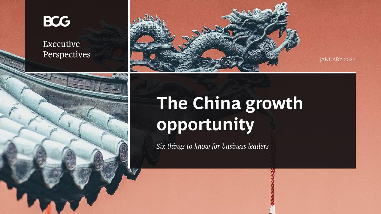 The China Growth Opportunity BCG consulting deck cover