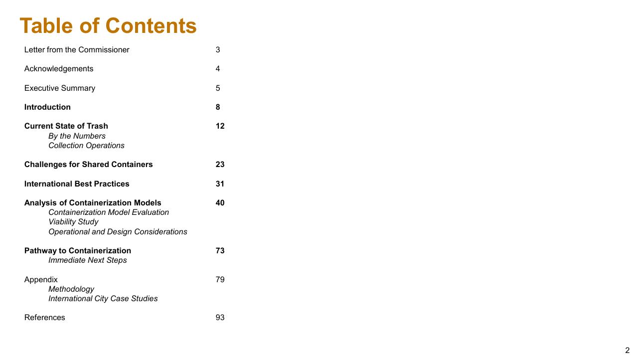 Agenda slide 2 from The Future Of Trash Waste Containerization Models And Viability In New York City