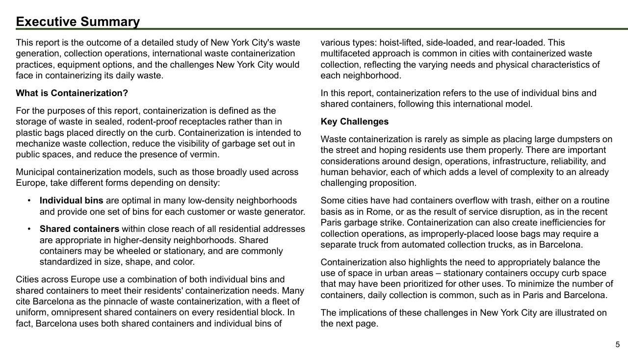 Text slide 5 from The Future Of Trash Waste Containerization Models And Viability In New York City