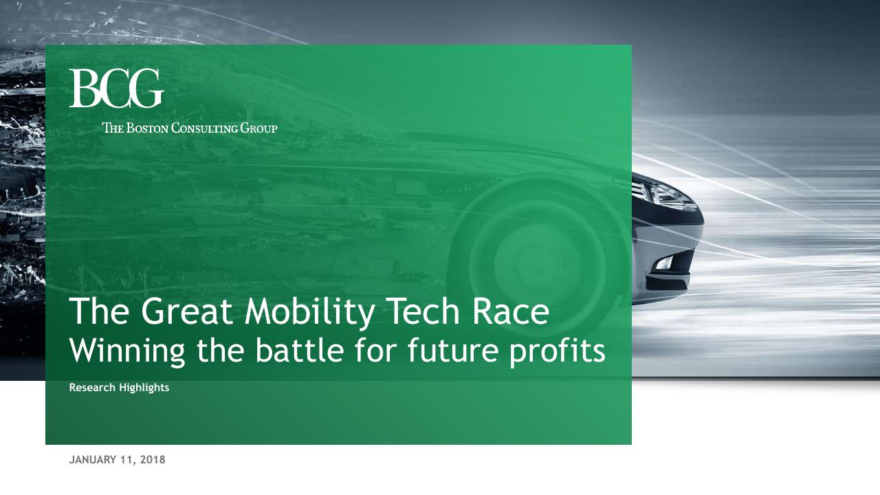 The Great Mobility Tech Race Winning The Battle For Future Profits consulting deck cover