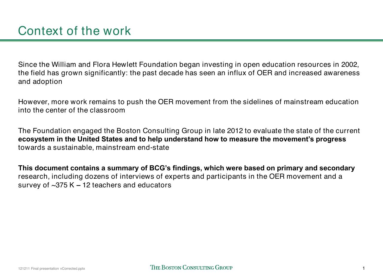 Text slide 2 from The Open Educational Resources Ecosystem