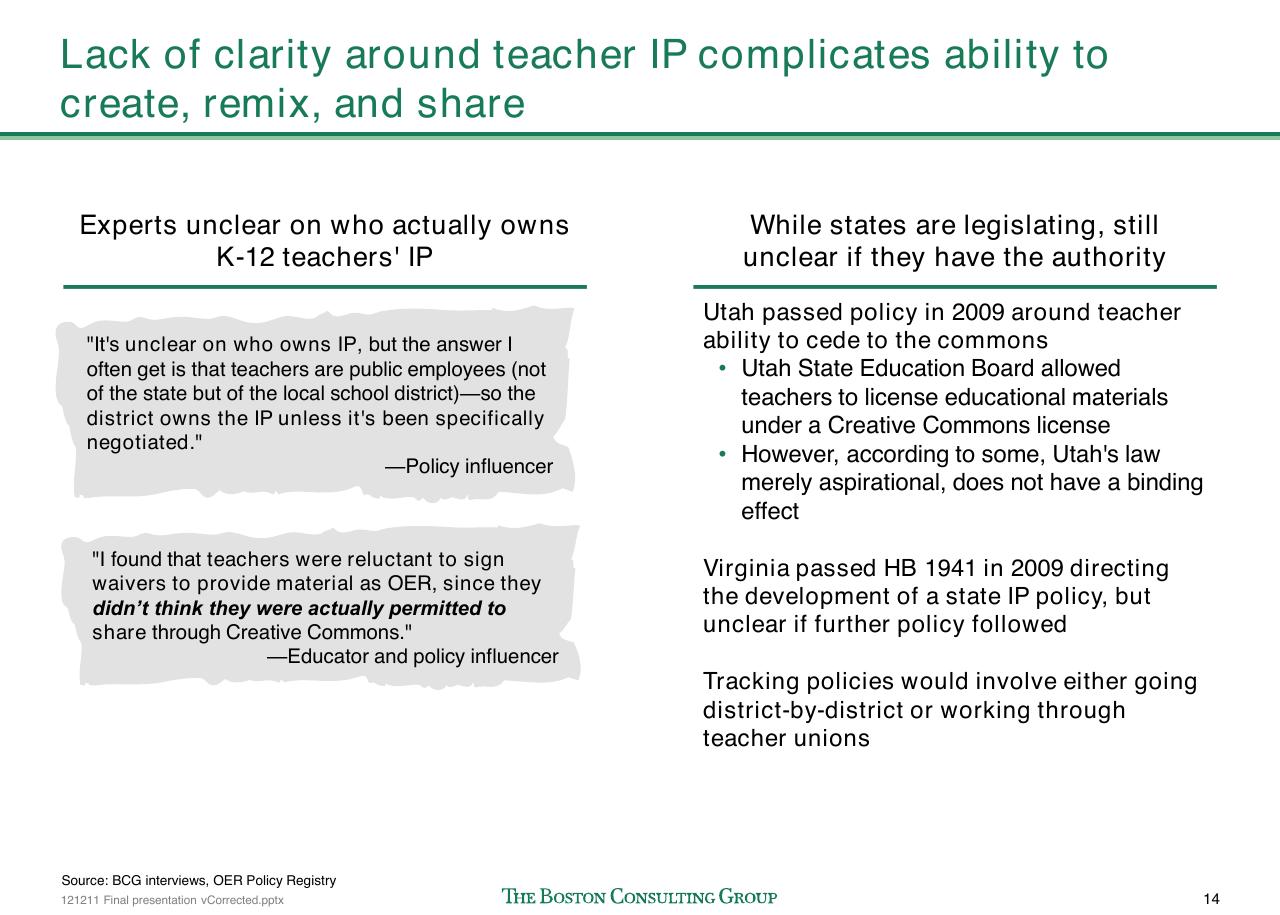 Comparison slide 15 from The Open Educational Resources Ecosystem