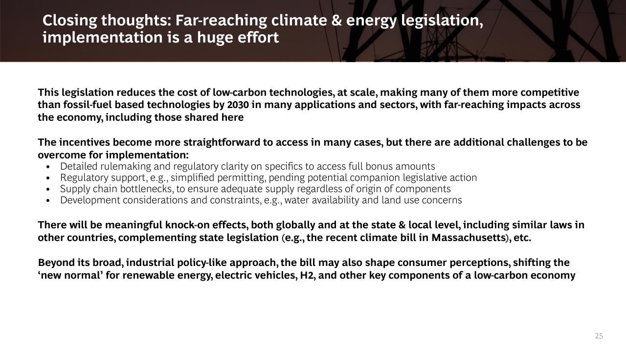 Text slide 25 from US Inflation Reduction Act_ Climate Energy Featuresand Potential Implications BCG