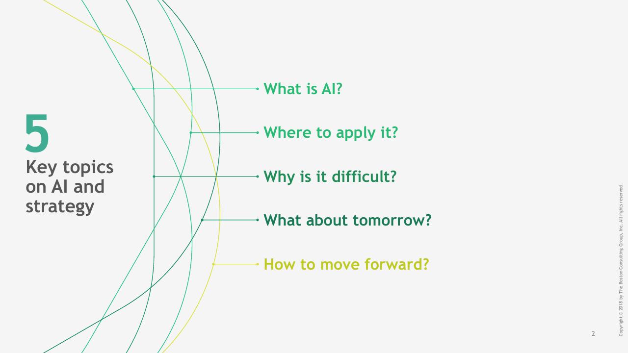 Agenda slide 2 from What AI Advanced Analytics Mean For Strategy