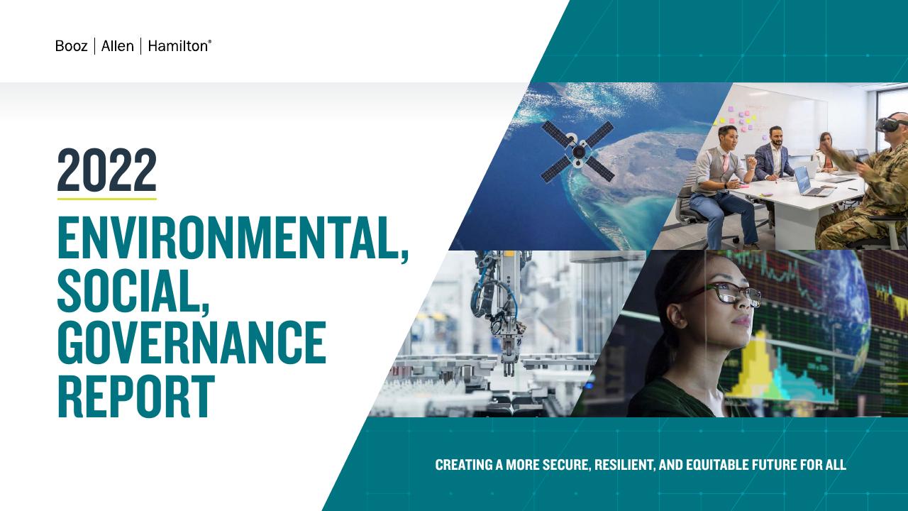 2022 Environmental Social Governance Report Booz consulting deck cover
