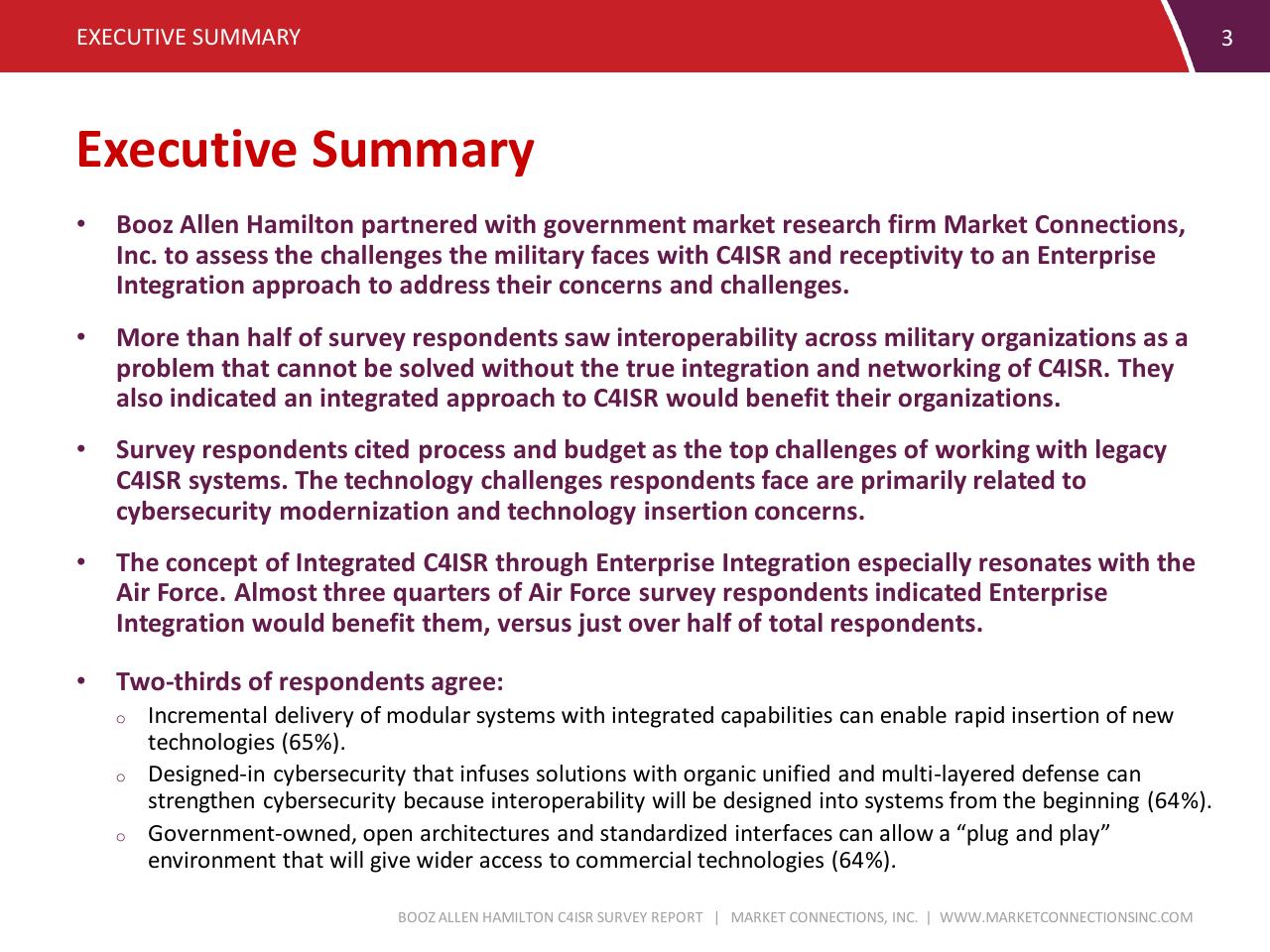 Text slide 3 from C4isr Survey Summary Report