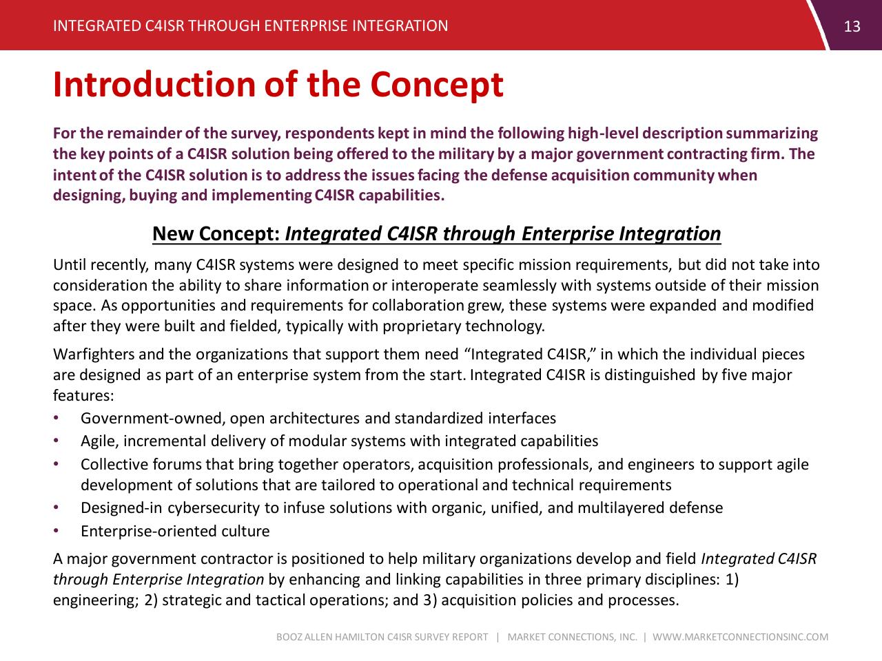 Text slide 13 from C4isr Survey Summary Report
