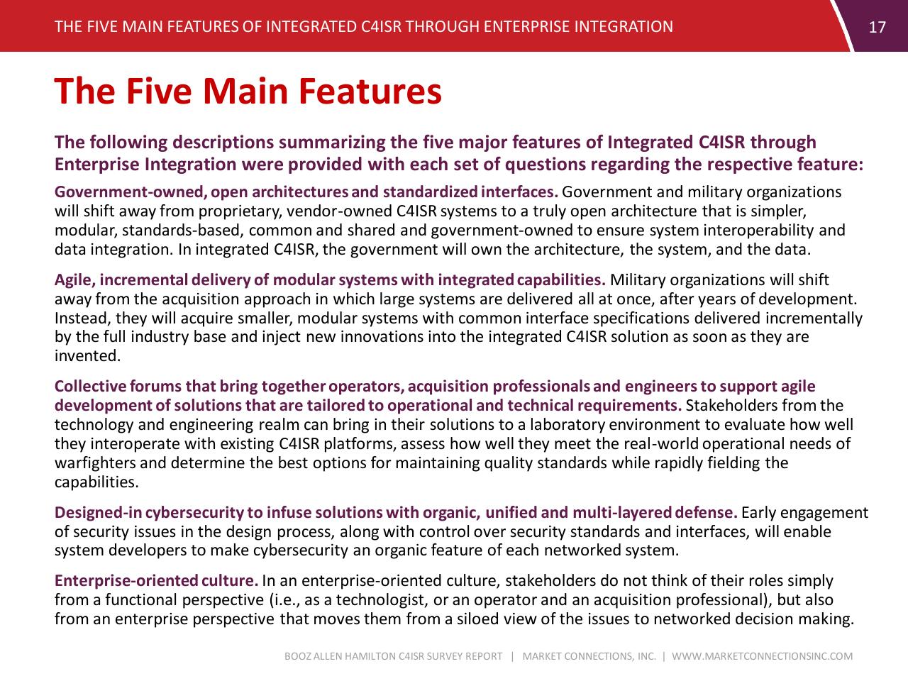 Text slide 17 from C4isr Survey Summary Report