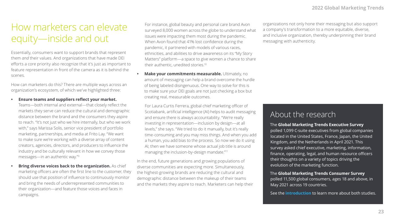 Text slide 23 from 2022 Global Marketing Trends Deloitte