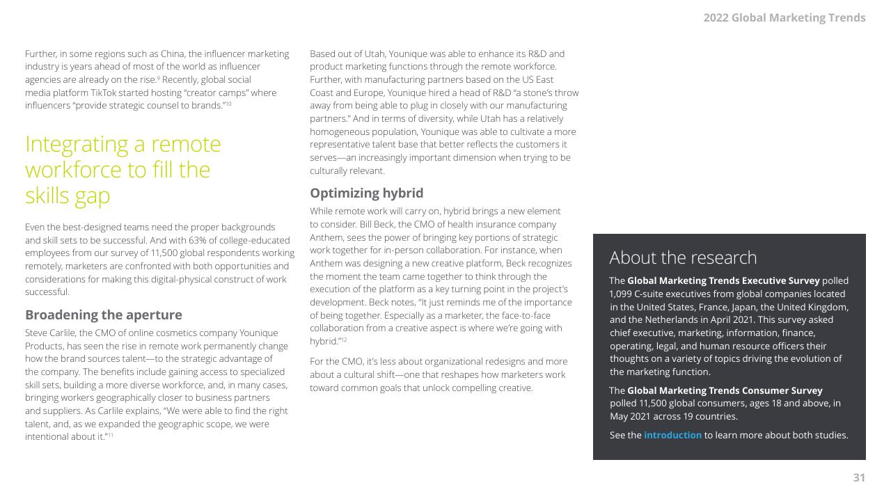 Text slide 31 from 2022 Global Marketing Trends Deloitte