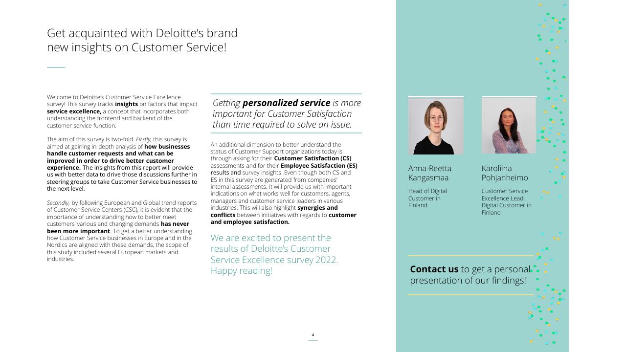 Text slide 4 from Customer Service Excellence 2022 Deloitte